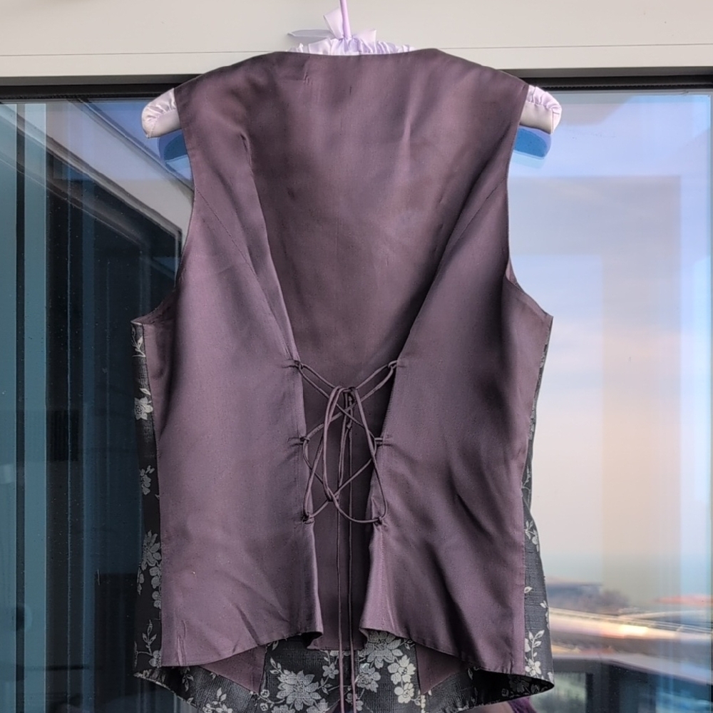 Dana Buchman Silk Blue & Silver Vest, Size 10 - Picture 5 of 5